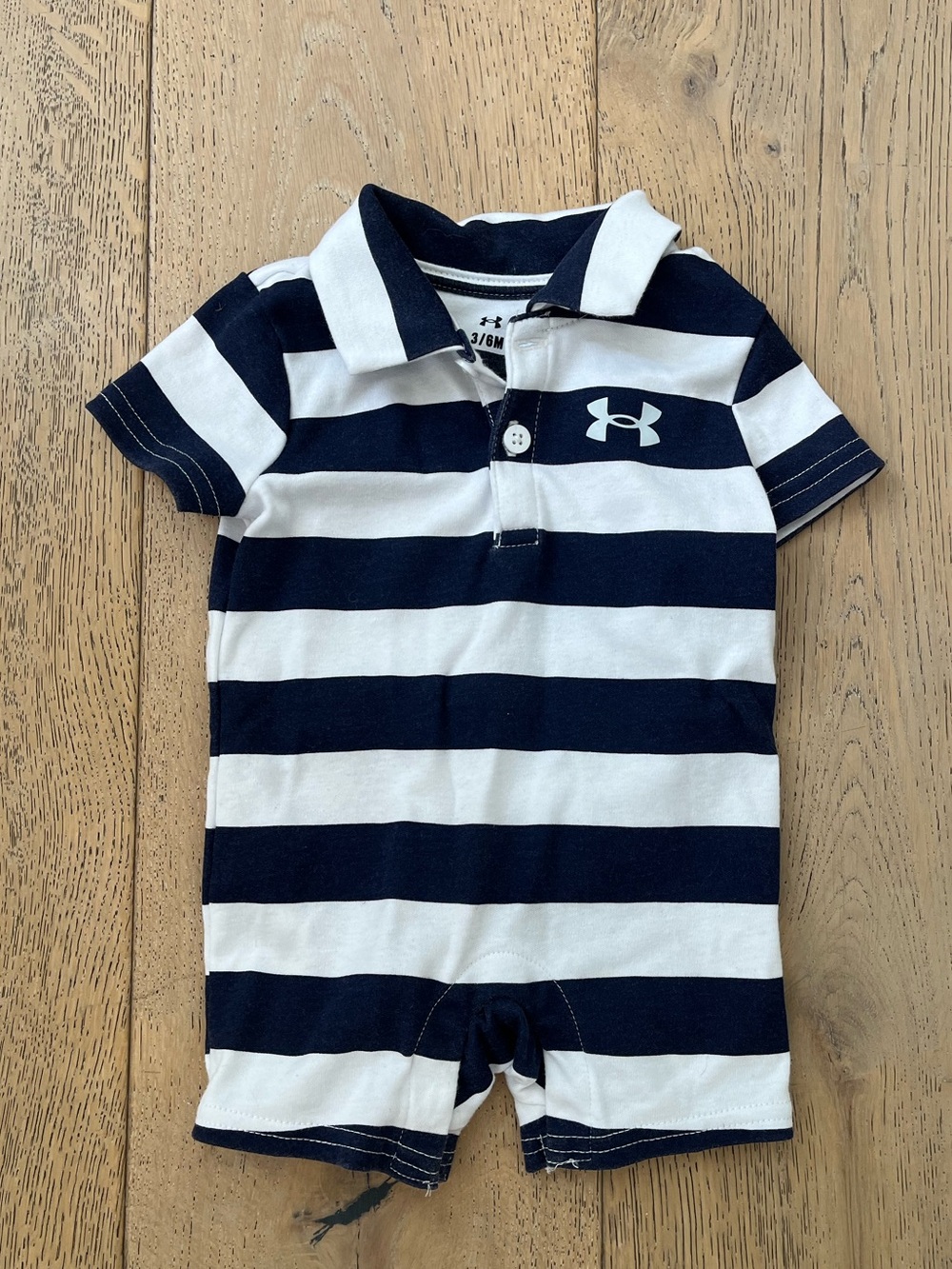 Under Armour Baby 3-6 months Boy Romper Striped Blue White Summer Golf Tennis